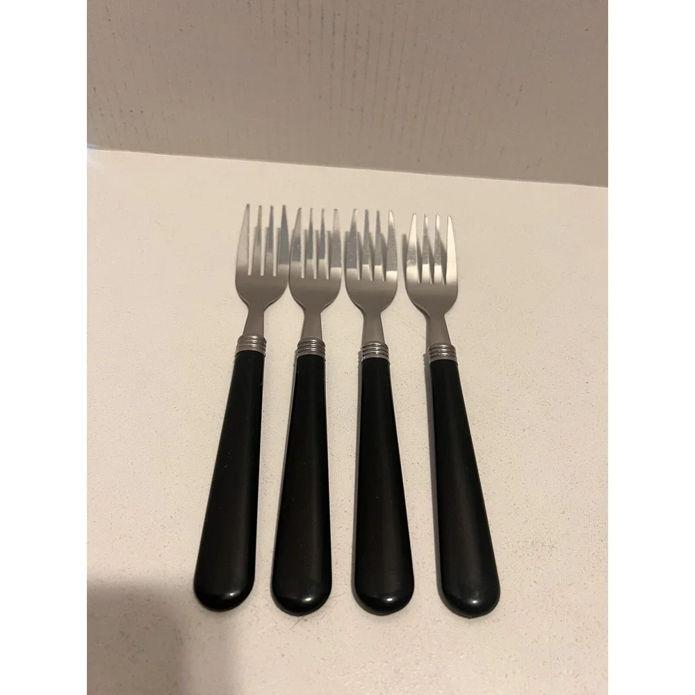 GIBSON Forks Flatware Vintage‎ Utensils 4pc Retro Black Handles